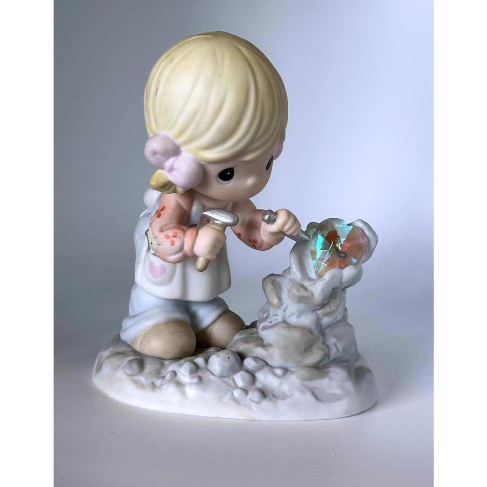 Precious Moments Figurine - Girl carving Gemstone (repaired)